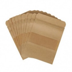 10 db kávémag-cukorka Ziplock Seal kézműves papírzacskó ablak felállni Sea L4H3