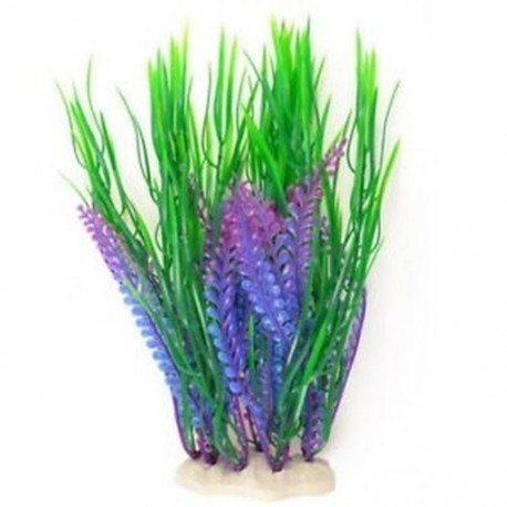 Haltartály mesterséges vízfű növények dekorációval, zöld / lila R7H4
