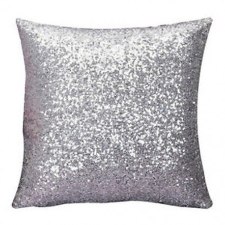 Egyszínű Glitter flitter Párna Home Decor Párnahuzat (ezüst) G8G3