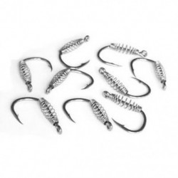 5X (10db / tétel, szénacélos horgok, szögesdrót, ponty, Jig Fishhook Spr M2F3)