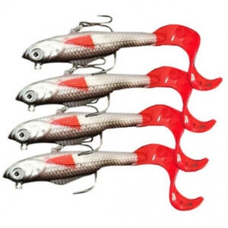 3X (4 db-os ólom fejű, puha halászati csalik hosszú farkú pesca éles kampóval lágy hal H3N3