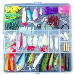 100 horgász csalik Spinners dugók kanalak kanál lágy csali pisztráng lazac   dobozkészlet W0W0
