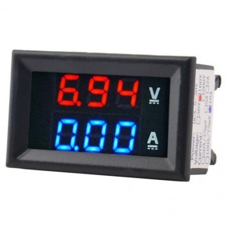 1X (digitális feszültségmérő Dc100V 10A voltmérő ampermérő kék   piros LED erősítő W2E3