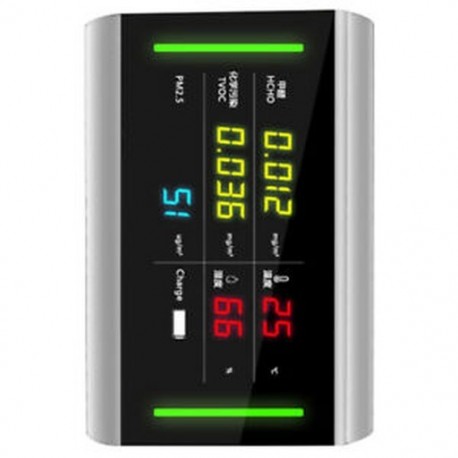 5 az 1-ben újratölthető Hcho / Tvoc / Pm2.5 formaldehid-hőmérséklet és Humidi F8X2