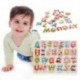 2X (Fa ábécé puzzle, illő játék Montessori puzzle oktatási korai H3M3