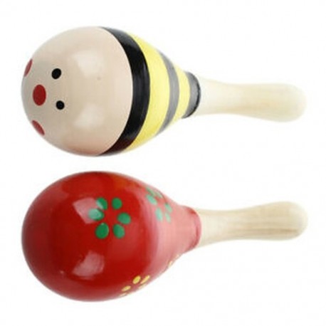 2 X Wood Maracas hangszerjáték gyerekeknek L7F3