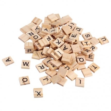 2X (100x fa ábécé csempe fekete betűk és számok Scrabble Kid Chil H5V6