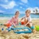 Onshine Kids Beach homokos játékok homokvíz kerékkel, strandformákkal, Bucke H1U7 stranddal