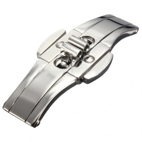 Dupla nyomógombos pillangó szorító csat ezüst a 21 mm-es A8U5 karóra sávához