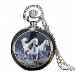 2X (három ló zsebóra fehér ló zsebóra vintage ezüst nagy p Y5L1