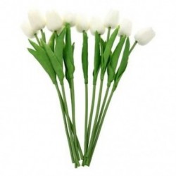 10 db fehér tulipán virág latex valódi tapintású esküvői csokorra KC456 E4L1