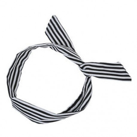 Fehér / Fekete nők csíkos nyomtatott szövet bevonatú huzallal borított sál HeadBand Y6C7