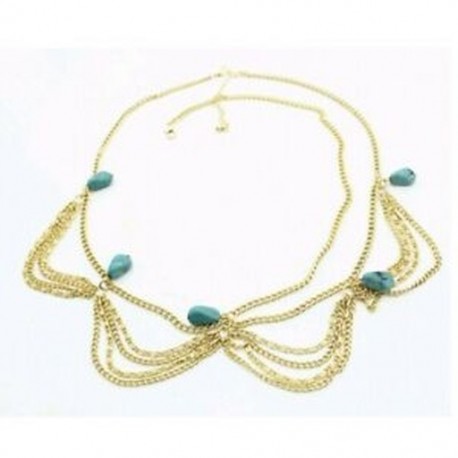 Fejpánt Turbán fejpánt Lady arany láncra türkiz fémmel Divatos C5Y3