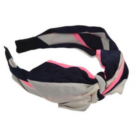 Lady Sweet Bowknot szalaggal ellátott hajpántos fejpánt - sötétkék csíkos G3X8 S3B8