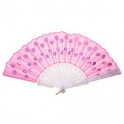 Lady Purple Paillette flitterrel hímzett virágos P ruhás, összecsukható kézi ventilátor B2G4