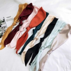 1x Női divatos szalag selyem sál gyönyörű egyszínű dizájn női nyakkendő hajdísz