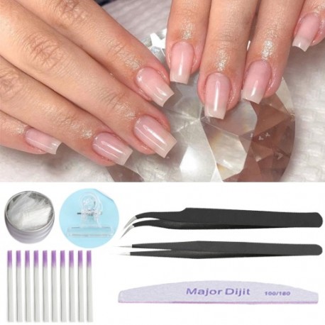 1x UV akril-tippek Üvegszálas Selyem építő manikűr eszközkészlet