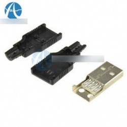 5db USB2.0 típusú A dugó 4-pólusú férfi adapter csatlakozó aljzat és fekete műanyag fedél