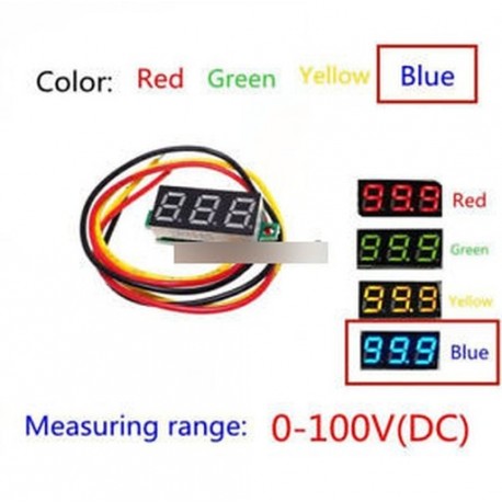 0,28 "kék 3-vezetékes LED DC 0-100V Voltmeter digitális kijelző feszültség panel mérő