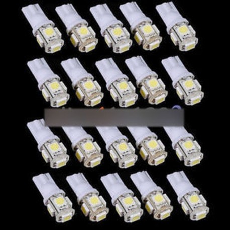 10db T10 5050 W5W 5 SMD 194 168 LED fehér autó oldalsó nyél hátsó lámpa 12X30m