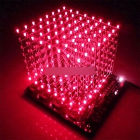 3D-s könnyű négyzet DIY készlet 8x8x8 3 mm-es LED-kocka Red Ray LED M114