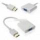 Fehér 1080P HDMI-VGA-VGA-átalakító adapter kábel PC DVD HDTV-hez