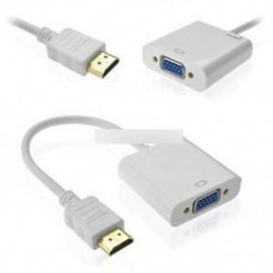 Fehér 1080P HDMI-VGA-VGA-átalakító adapter kábel PC DVD HDTV-hez