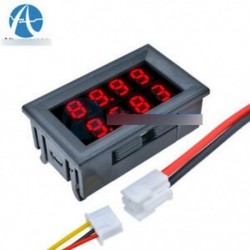 4-bites 5 vezetékes DC 0-200V 10A feszültségmérő piros   piros LED Amp Dual Digital Volt
