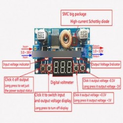 5A Digitális vezérlő tápegység DC-DC Léptetőmodul LED Voltmérő