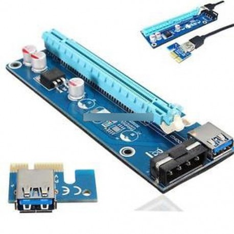 USB 3.0 PCI-E 1x-16x-os tápegység-bővítő adapter kártya a Bitcoin kábelhez