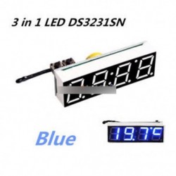 Kék - 3 in 1 LED nagy pontosságú DS3231SN digitális óra hőmérséklet feszültség modul
