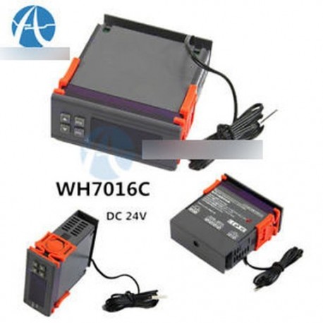 DC 24V hőmérséklet-szabályozó termosztát WH7016C LCD kijelző -50 ~ 110 „