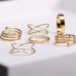 6 db / készlet Korea stílusú,  ötvözet gyűrűvel Retro eltúlzott elegáns arany ezüst ízületi gyűrűvel
