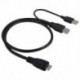 Kettős USB 3.0 A-aljzat-mikro-B aljzat és hüvely tápegység Y-kábel a merevlemez-meghajtó számára