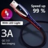 Kirsite fej 1,2 m 3A gyors töltő LED-es fényű mikro-USB töltőkábel Android telefonhoz