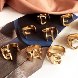 Új divatos unisex arany állítható ábécé A-Z betű széles vaskos gyűrű ékszer ajándék