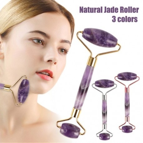 Jade Roller természetes ametiszt kő arcmasszírozó lila kaparó eszköz arcmasszázs