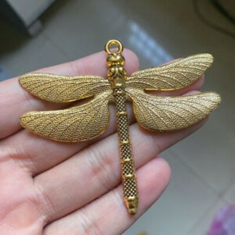 6db 63x71mm nagyméretű Dragonfly Charms antik aranyszínű ékszerkészítés