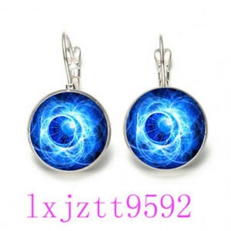 Űr galaxis üveg cabochon (18 mm) kar hátsó fülbevalók ezüst női ékszerek GB-115