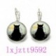 Fekete macska hold üvegben cabochon (18 mm) kar hátsó fülbevalók ezüst női ékszerek