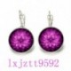 Mandala lila üveg cabochon (18 mm) kar hátsó fülbevalók ezüst női ékszerek