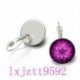 Mandala lila üveg cabochon (18 mm) kar hátsó fülbevalók ezüst női ékszerek