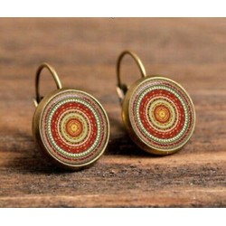 egyedülálló spirál bronz üveg cabochon 18 mm-es kézzel készített fülbevalók ékszerek GB52