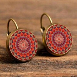 2018 Mandala üveg cabochon (18 mm) kar hátsó fülbevalók bronz nő ékszerek GB-161