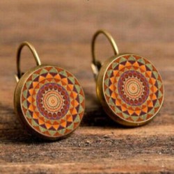 India MandalaGlass cabochon (18 mm) kar hátsó fülbevalók bronz női ékszerek * 203