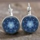1 pár Pentagram Wicca ezüst divatos üveg cabochon 18 mm karos hátsó fülbevalók