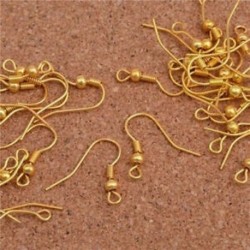 arany színű 1000db / tétel Divatos vas fül kampós drótkapocs gyöngyökkel, fülbevalóval
