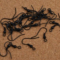 fekete - 9 szín 100db / tétel Divatos vas fül kampós drótkapocs gyöngyszemekkel, fülbevaló