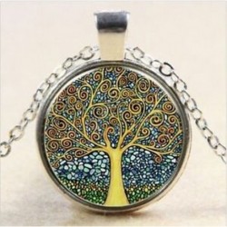 Fák Charm Glass Dome Cabochon tibeti ezüst lánc nyaklánc medálok ékszerek