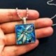 Sárga hold szitakötő Art cabochon üveg csempe lánc medál nyaklánc ezüst